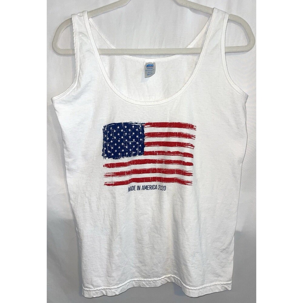 USA Tank Top White Made In America Flag Women’s Size 8/10